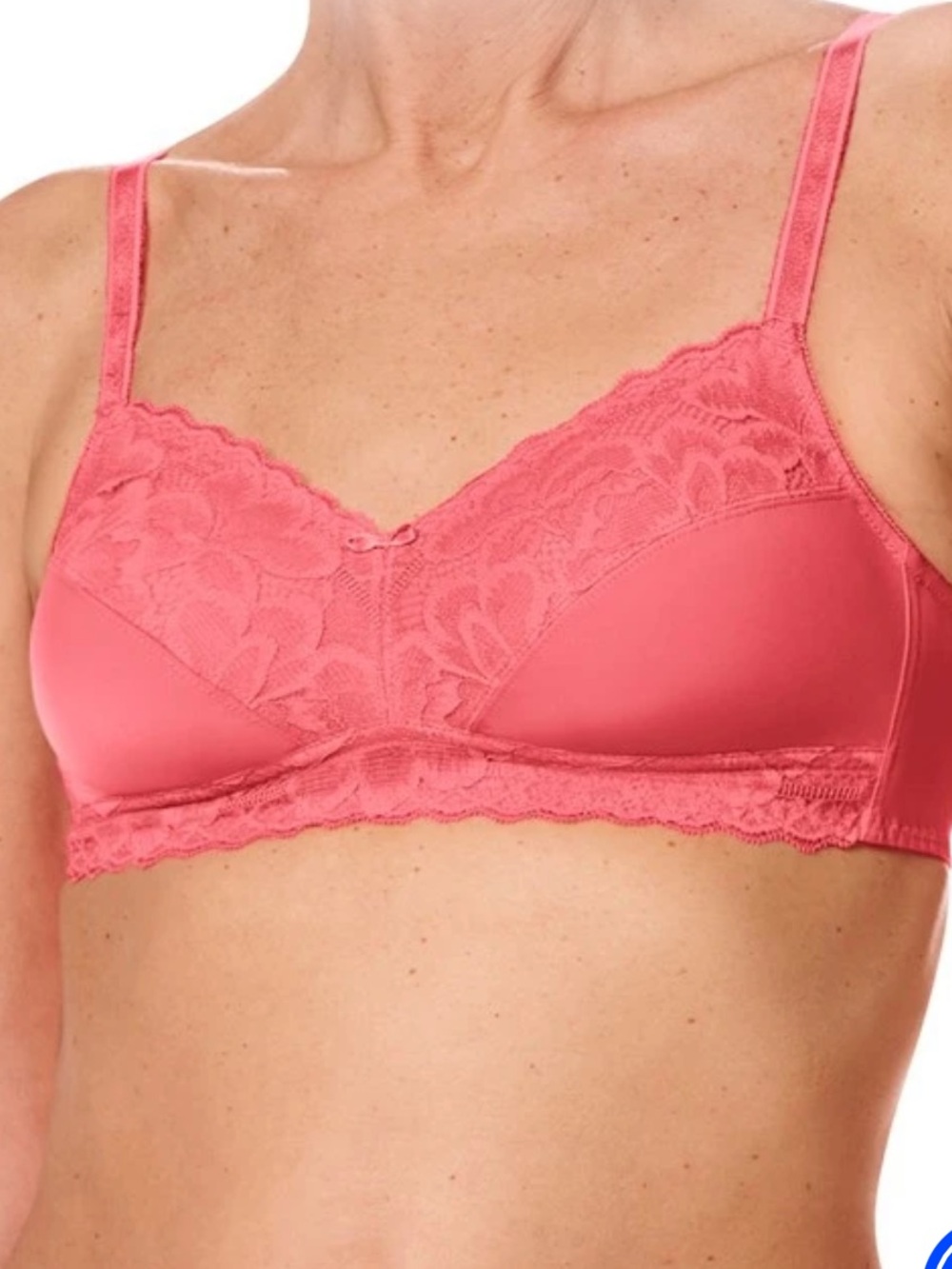 Amoena Coral Pink Lace Bralette, Glenda, Size 36C, NWT